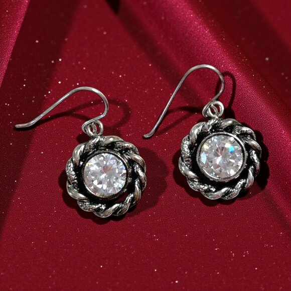 Shablool sterling silver and CZ round drop earrings - Picture 1 of 13